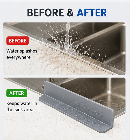Silicone Anti-Splash Sink Edge Guard – Keep Your Countertops Dry & Mess-Free Combo