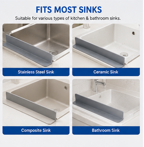 Silicone Anti-Splash Sink Edge Guard – Keep Your Countertops Dry & Mess-Free Combo